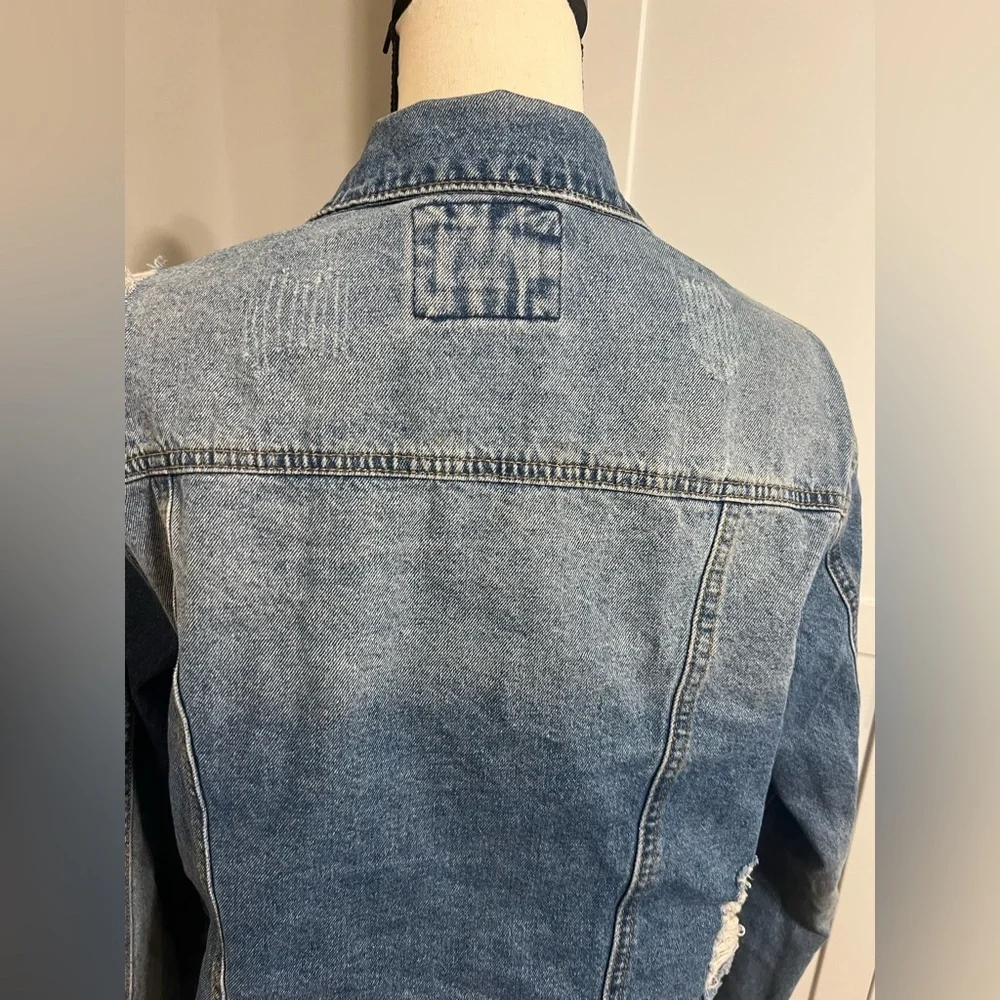 Wax Jean Distressed Blue Denim Jacket - Picture 8 of 14